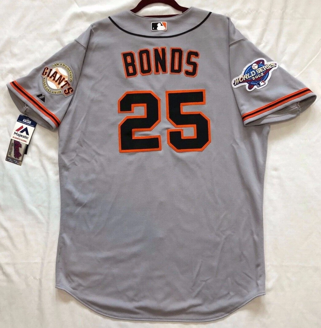 Majestic San Francisco Giants BARRY BONDS 2002 World Series Baseball JERSEY  Gray