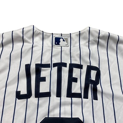 Vintage Nike DEREK JETER NEW YORK YANKEES MLB Pin Stripe JERSEY