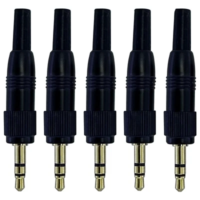 MICRONIC MICROPHONES 5x Replacement 3.5mm Screw Locking Jack Plug Microphone Connector Stereo TRS