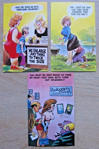 Lot of Three Humorous Photography related Vintage 1970's Bamforth COMIC Postcard