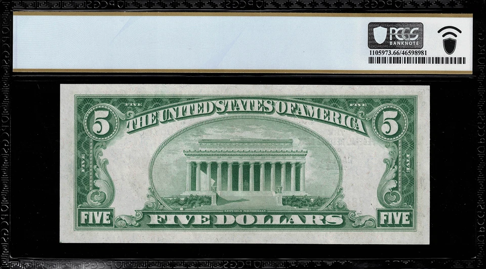 1929 $5 Federal Reserve Bank Note - Dallas - FR.1850-K - PCGS 66 PPQ GEM Unc. - Image 2 of 2