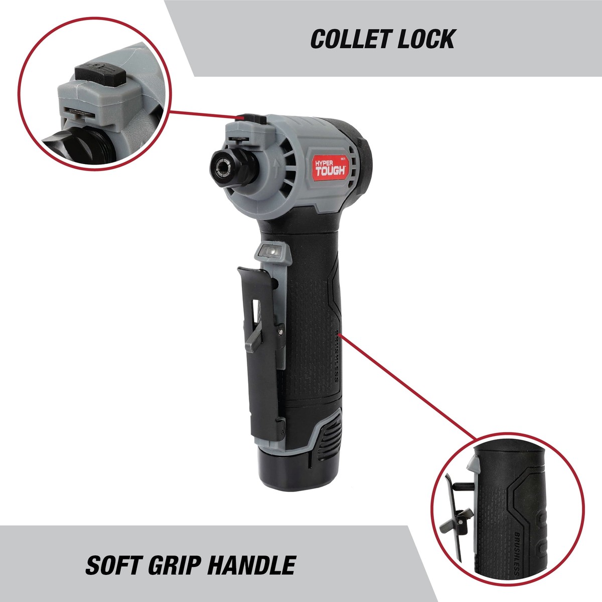 Hyper Tough 12V Max Brushless 1/4-in Cordless Die Grinder with 1.5