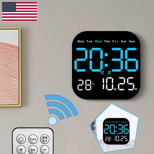 Quadratische große digitale Wanduhr mit Fernbedienung, großes Display LED Wanduhr Timer - Bild 7 von 7