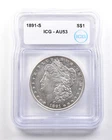 1891-S Morgan Silver Dollar AU53 ICG *3405
