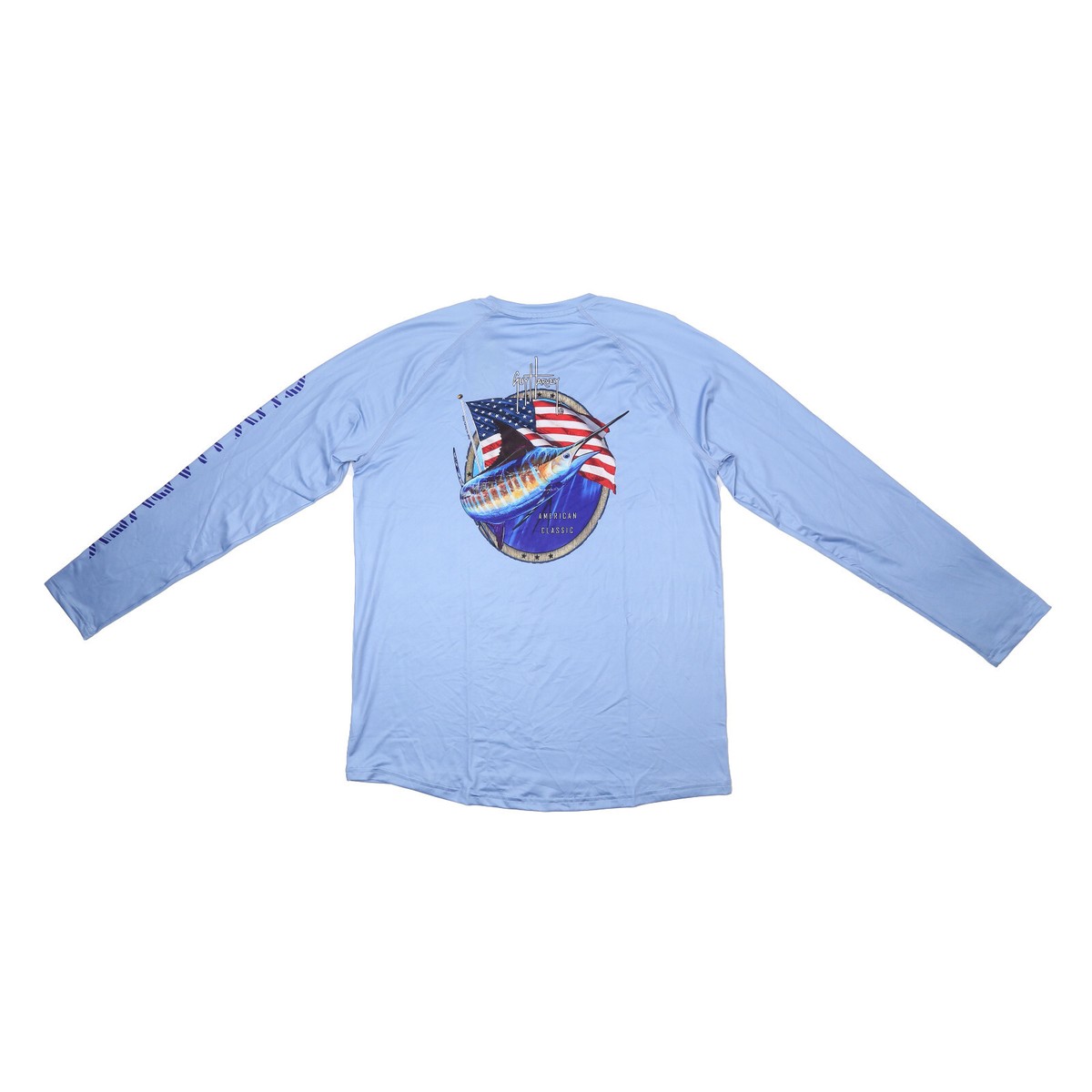 Guy Harvey Long Sleeve Crewneck Graphic Performance T-Shirt Blue