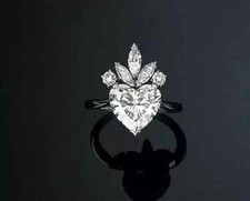 2Ct Heart Cut Lab Created Diamond Women's Engagement Ring 14K White Gold Plated