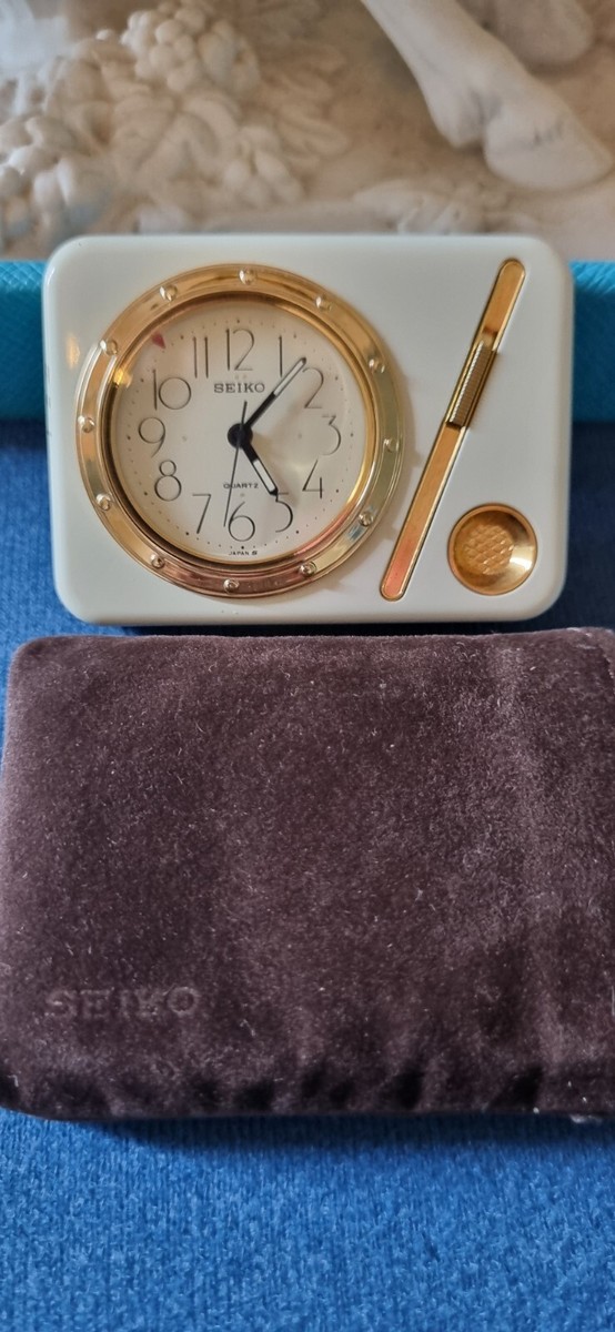 Seiko Quartz Digital Compact Travel Alarm Clock White Stand UP301C