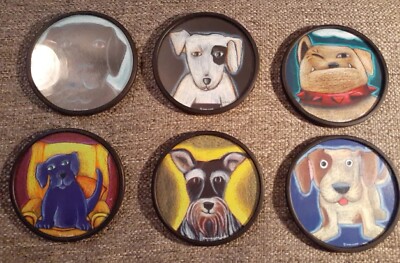  Coaster Set,6 Diffrent Doggo made by pink cloud, bulldog, schnauzer, Lab, Cute