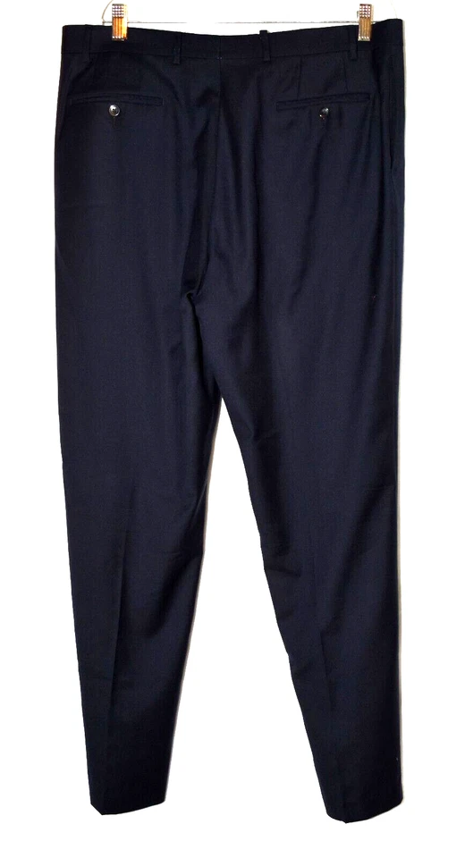 Pantalones de vestir Nautica negros de lana frente plano pierna recta para hombre talla 38x34 Foto 4 de 4