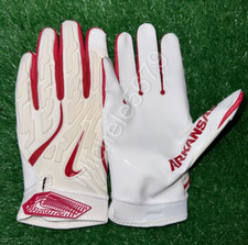 Nike Arkansas Razorbacks Team Issued Superbad 7.0 Football Gloves White Size XL