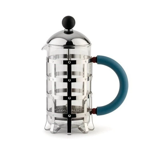 ALESSI Coffee Maker 'MGPF 3' - Michael GRAVES - Glass, Stainless Steel - Blue