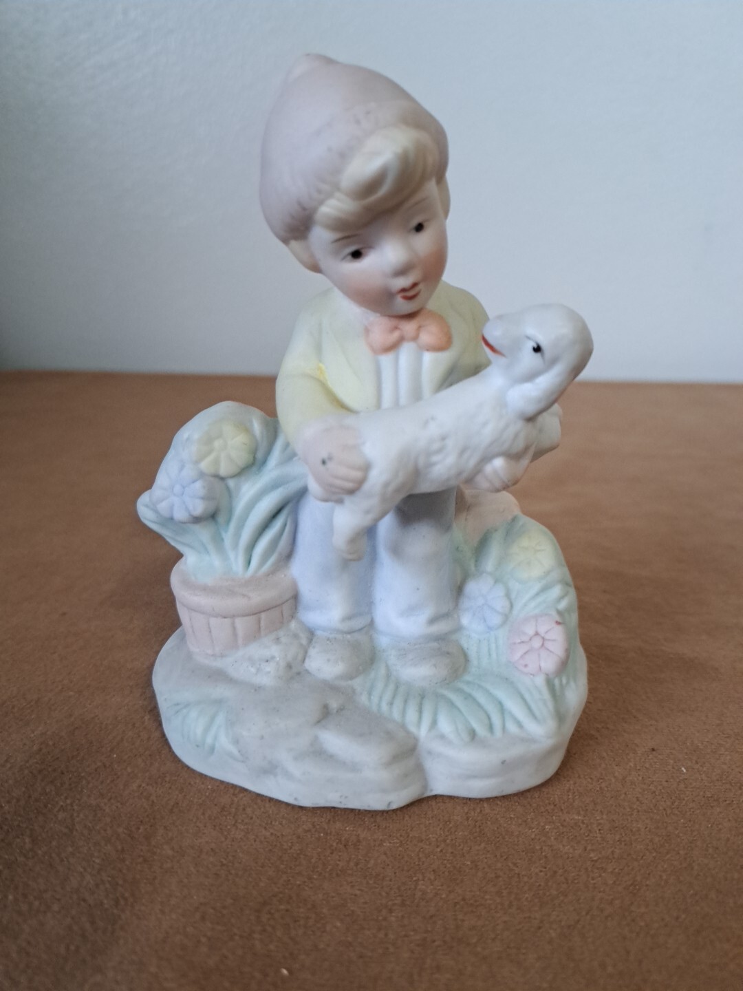 Vintage 5 Inch Country Boy and Lamb Figurine for Charming Home Decor