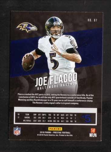 Joe Flacco--Baltimore Ravens--2018 Prestige Football Card - Picture 2 of 2