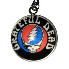 Grateful Dead Steal Your Face Necklace Glass Cabochon Pendant Stainless Steel
