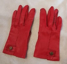 Van Raalte Leather Gloves Red Vintage