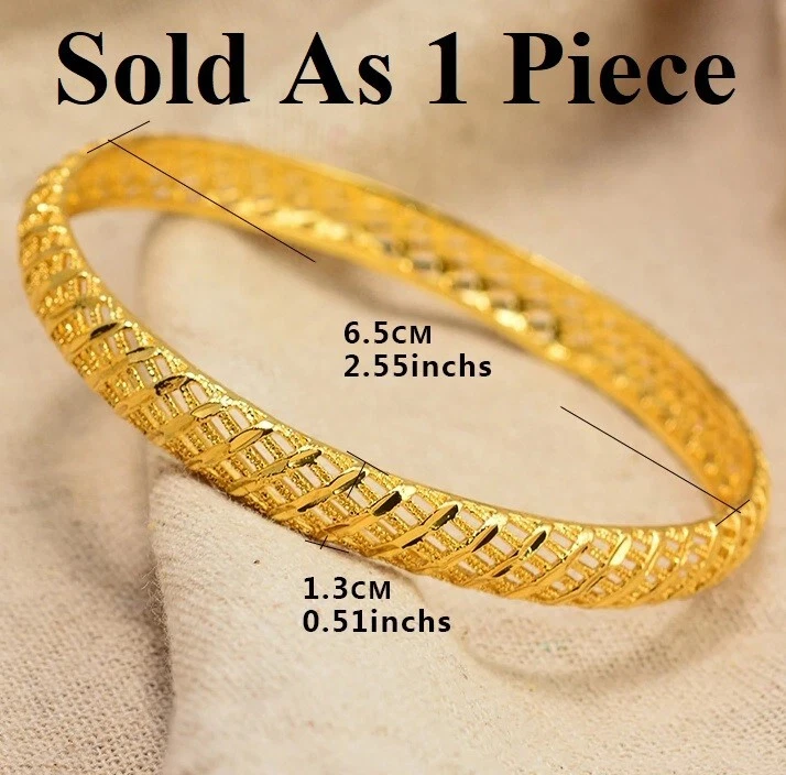 Sin cordones italianos para mujer de oro 18k sobre plata pequeños de 2,5" de diámetro Brazalete relleno D736 Foto 3 de 4