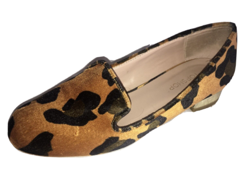 Topshop ~ braune Tier Leopard Druck Slipper Halbschuhe Schuhe 1 Zoll goldene Absätze Größe 4 - Bild 1 von 7