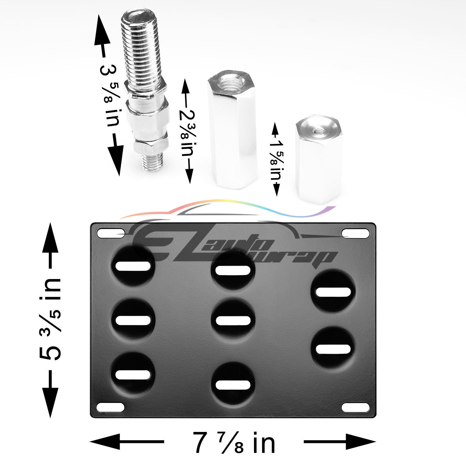 Front Bumper License Plate Bracket Tow Hook Screw Mounting Relocation