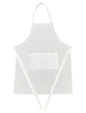 White Linen Union Cotton Bib Apron Craft DIY Cooking BBQ Pocket Pinny 24" x 31"
