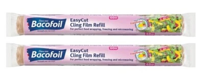2 x Bacofoil EasyCut Cling Film Refill 35cm x 60m