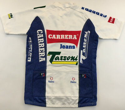 Maillot Cycliste Vintage CARRERA Jeans Tassoni 1993 - Nalini Taille XL - Blanc