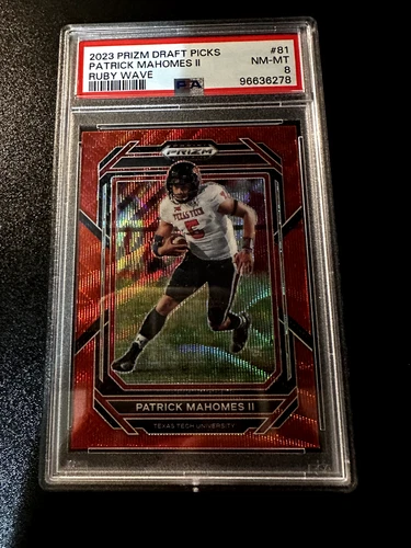 2023 Panini Prizm Ruby Wave Patrick Mahomes Color Match PSA Graded 8 NM-MT