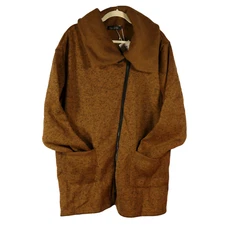 NEW Fee Et Rit Brown Asymmetrical Zip Jacket Shacket 3x Womens Soft Fleece NWT