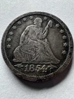 1854 seated liberty quarter with arrows