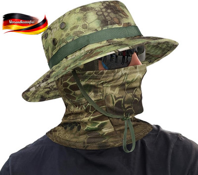 Herren Sonnenhut mit Kinnband Outdoor Bucket Hat UV-Schutz, Faltbar, atmungsakti