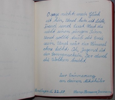 Altes rotes Poesiealbum von 1958