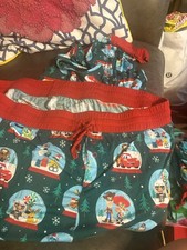 Disney Kids XL Pajama Pants Lightning McQueen Christmas Green Drawstring