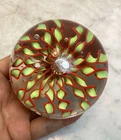 Vintage MURANO Art Glass Red Green Lace Flower Paperweight Rare