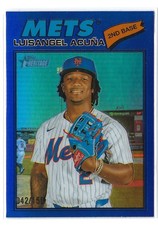 2026 Topps Heritage Luisangel Acuna Blue Chrome Refractor 042/150 #132 Mets