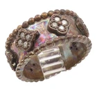 925 Sterling Silver Vintage Ring CZ Lucky Clover Beaded Band  Sz 6.5  RG36270