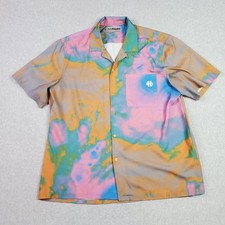 Zara Rhuigi Shirt Mens XL Tie Dye Camp Button Up Short Sleeve Pocket Loop Collar
