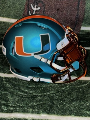 #ad #ad Miami Hurricanes CUSTOM Anodized TEAL Mini Helmet W Metal Mask W Chrome Visor $104.00