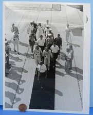 NASA PHOTO vtg GEMINI V Astronauts Gordon Cooper Conrad on Carrier / 8 x 10"