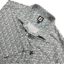 FOOTJOY Mens XL Golf Polo Shirt White Blue Abstract Print Performance