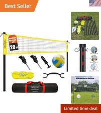 Complete Outdoor Volleyball Set - 20ft Adjustable Net, Ball, Pump & Carrying Bag