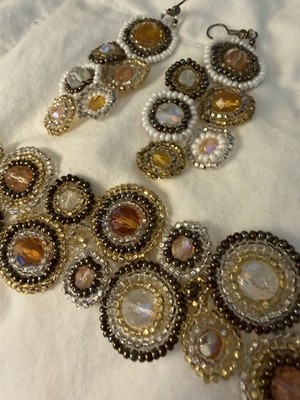 Beaded Bracelet Lakeshore Artisan Guatemalan Glass Seed Beads & Earrings
