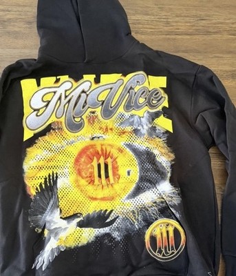 MI VICE By Evil Vice Hoodie Men s LARGE Black Graphic Themed Hoodie 