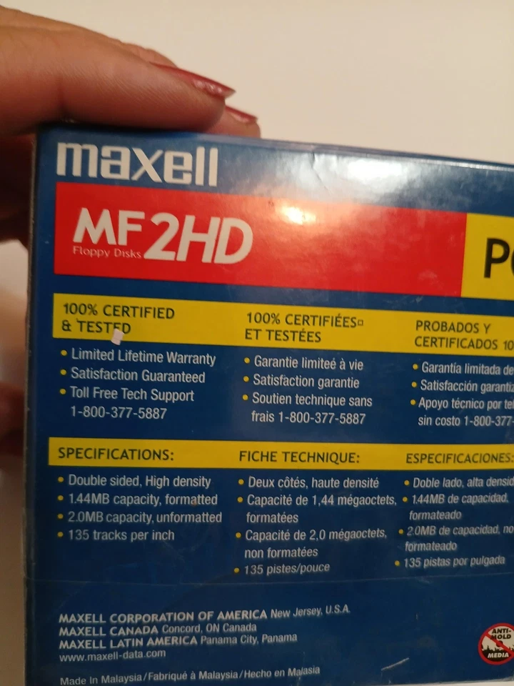 Disquetes Maxell MF2HD 1,44 MB Alta Densidad PC Paquete de 10 Nuevos Sellados De Colección Foto 4 de 4