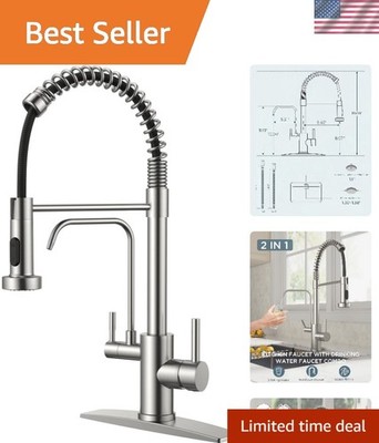 Kitchen Faucet with Purfied Water Filter, 2 in 1 Commercial Stainless Steel P...