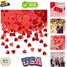 Red Hearts Confetti, Valentines Day Glitter Confetti Heart Table Scatter Love...