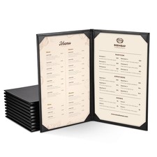 WeChef 10 Packs Restaurant Menu Covers 8.5 x 14 Book Style 2 Pages 2 Views Black