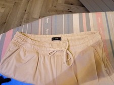 Cream Size 12 Soft Touch Elasticated Waist Trousers with Cuff Hem