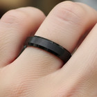 4mm Matte Black Tungsten Wedding Band – Brushed Finish With Polished Edges — photo 1