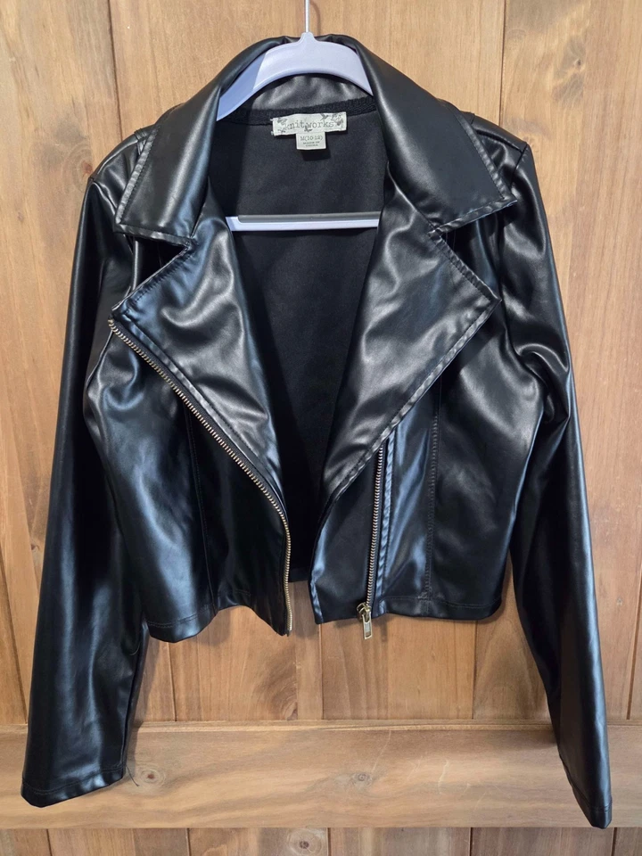 Knit Works Girls Faux Leather Motorcycle Jacket, size M 10/12 - Image 2 of 4