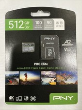 PNY 512GB PRO Elite Micro SD Card XC Class 10 U3 V30 4K Flash - BRAND NEW SEALED