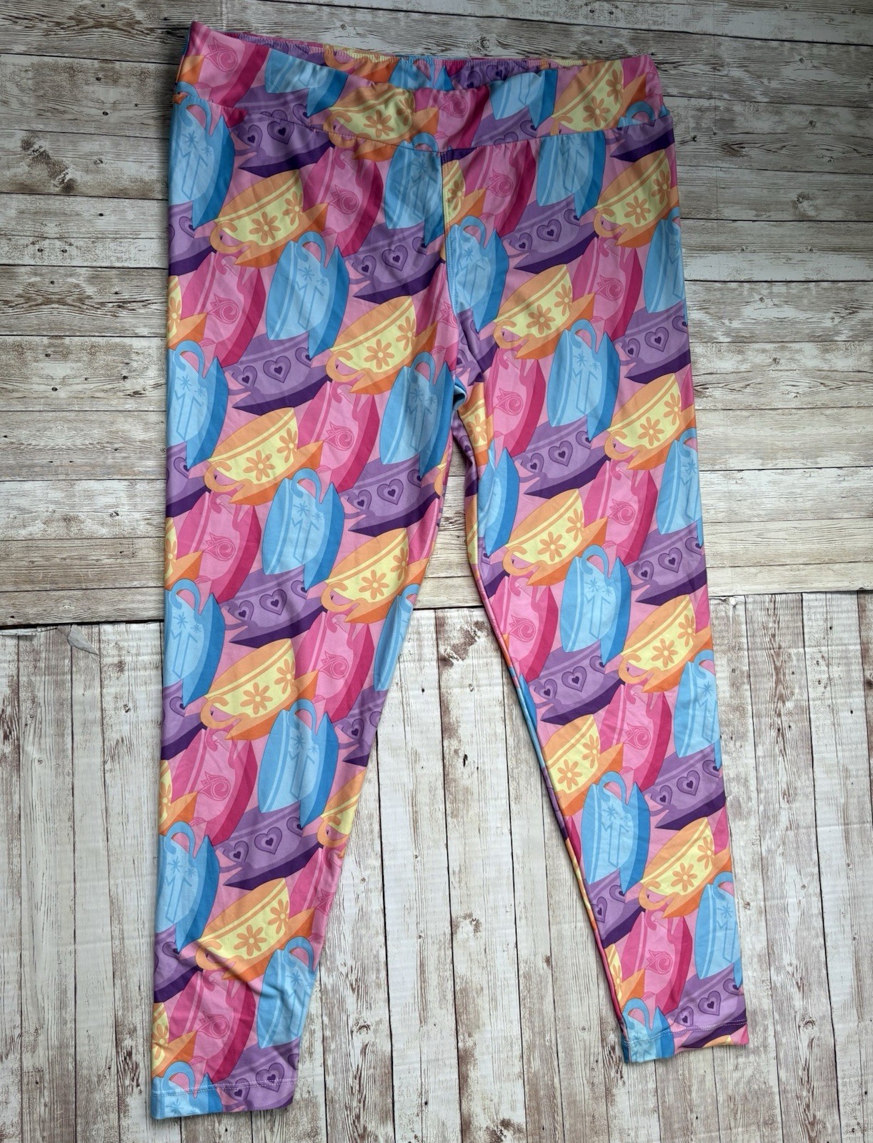 Disney Parks Leggings Womens XL Alice In Wonderland Teacups Pants Madhatter